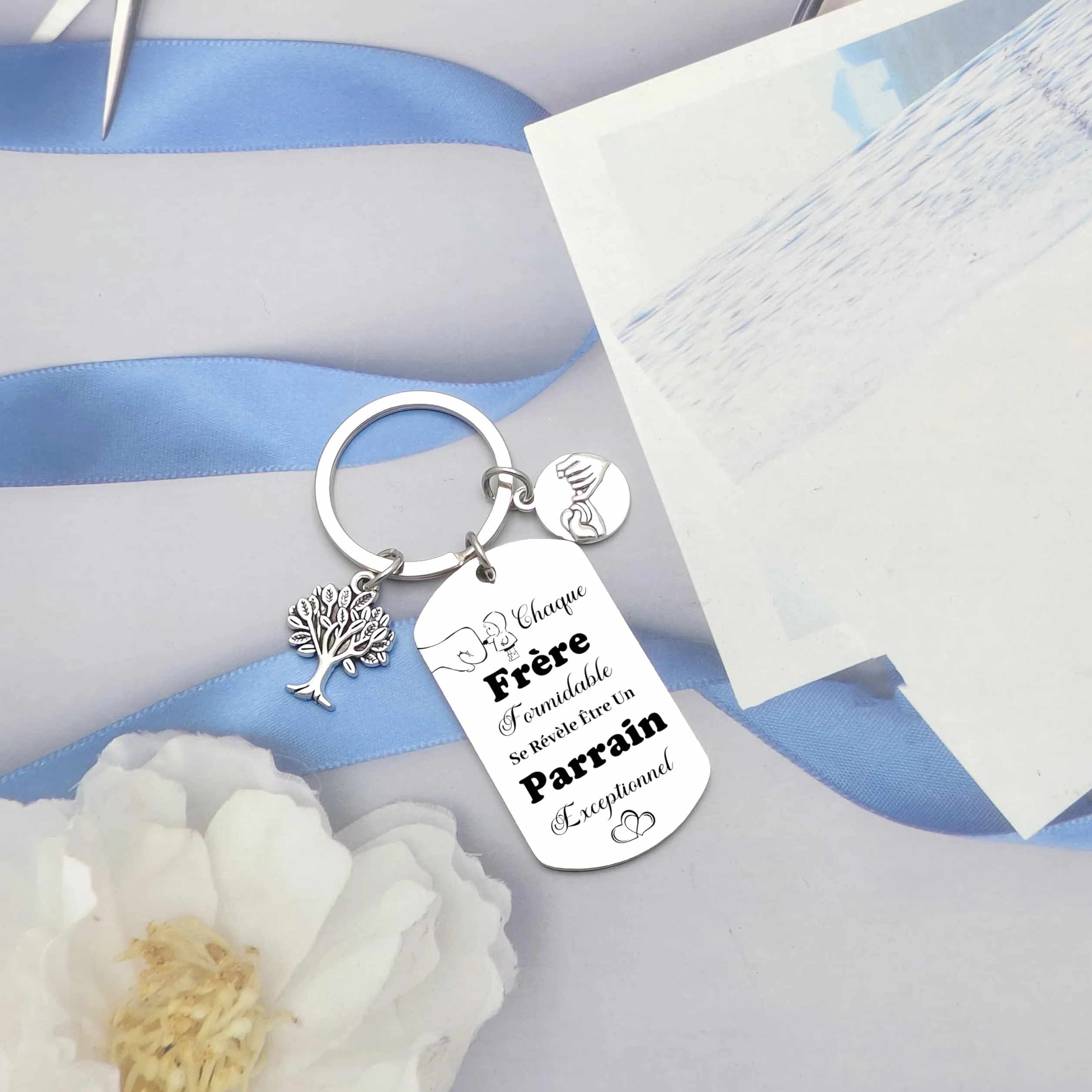 Cadeau Parrain Porteclef Annonce Grossesse Garçon Fille Naissance Bébé Gender Reveal