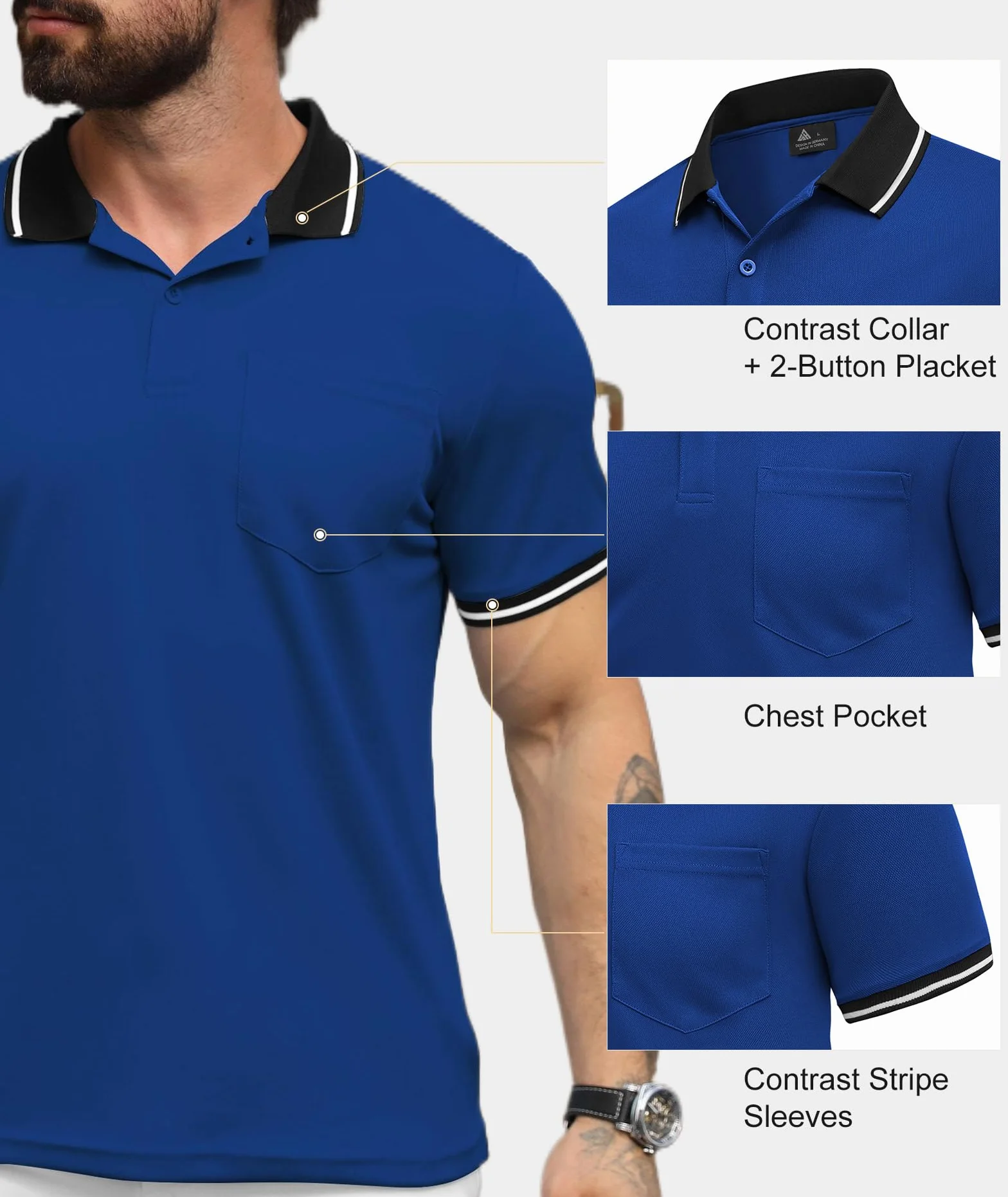 Polo Homme Manches Courtes Respirant T Shirt Séchage Rapide Tshirt Tennis