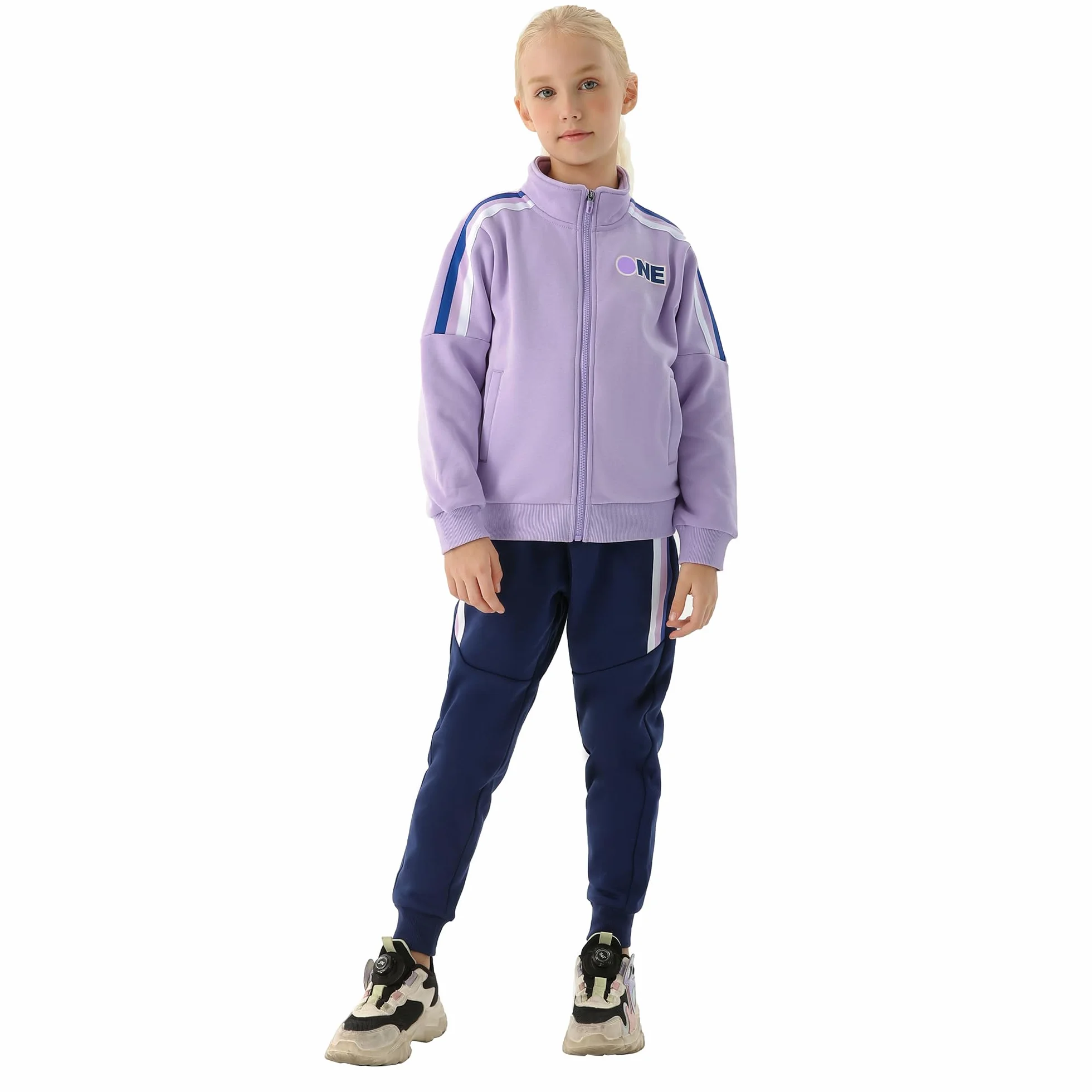 Survêtement 2 Pièces Fille Ensemble Veste et Pantalon Tenue Jogging Âge 4-15 Ans