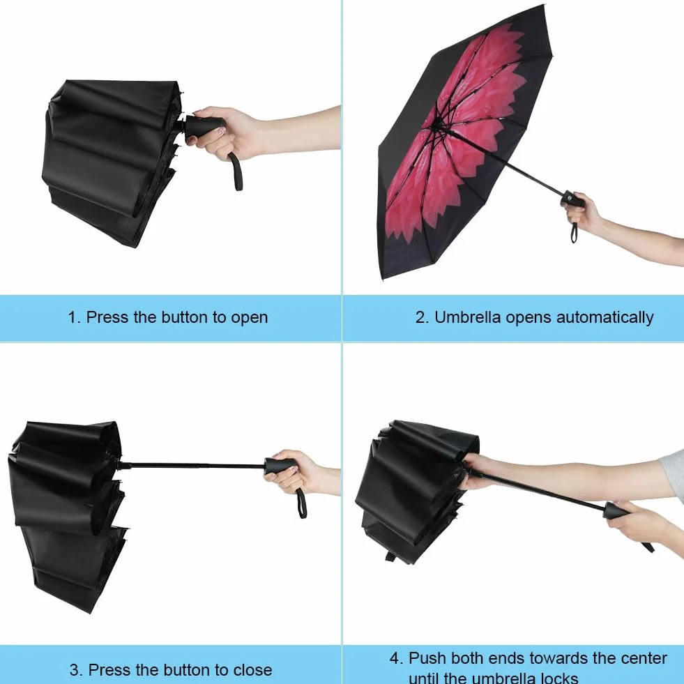 Parapluie de Voyage Anti-Tempête Automatique Compact Coupe-Vent 8 Nervures