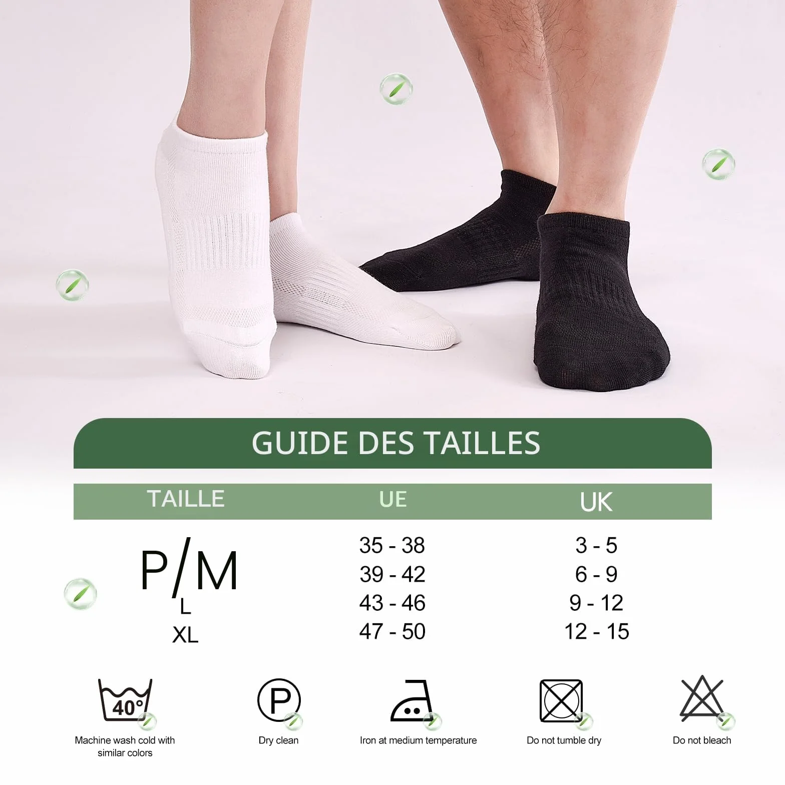Cirorld Chaussettes Sport en Bambou Coton 6 Paires 39-42 43-46 Respirantes Anti-Odeurs Antibactériennes