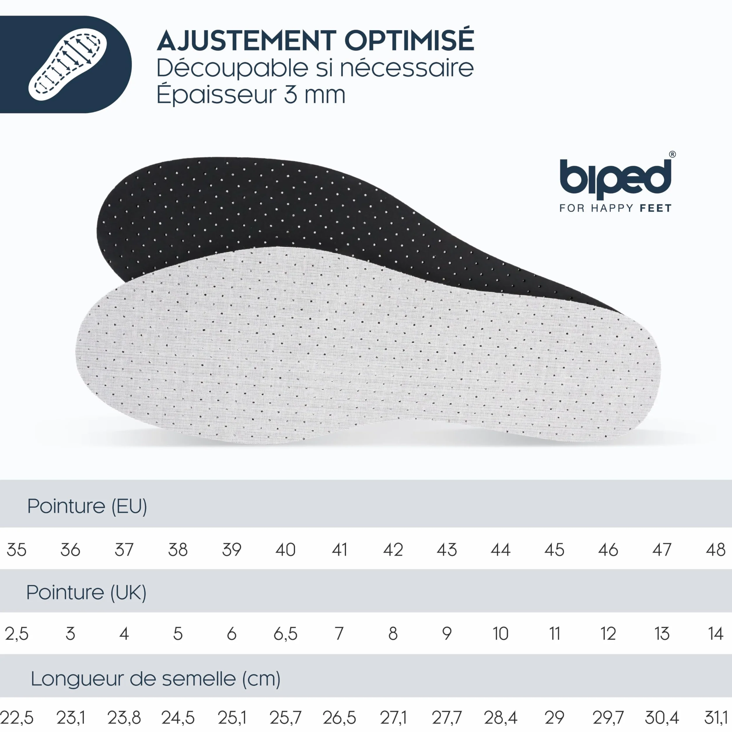 Semelles charbon actif Lot de 4 paires - Contre pieds transpirants - Régulation température - Pour chaussures fraîches