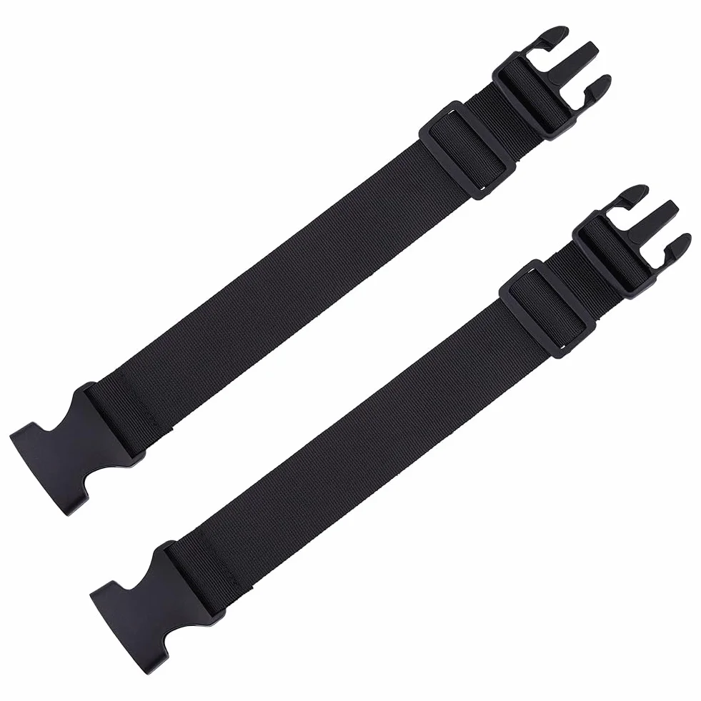 SUPERFINDINGS 2Pcs Sangle de Sac à Dos Réglable 34cm Rallonge de Ceinture en Nylon Noir 3.8cm