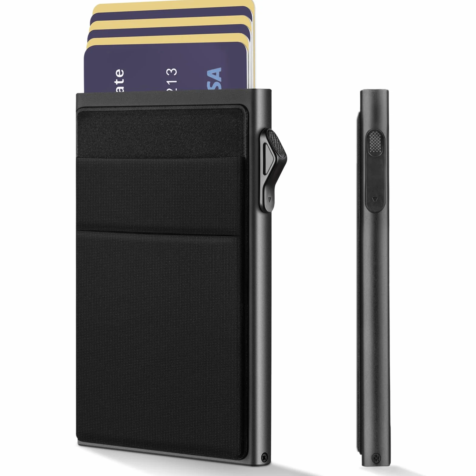 YESIIW Portefeuille Homme Aluminium Pop Up Porte-Cartes avec Blocage RFID Noir