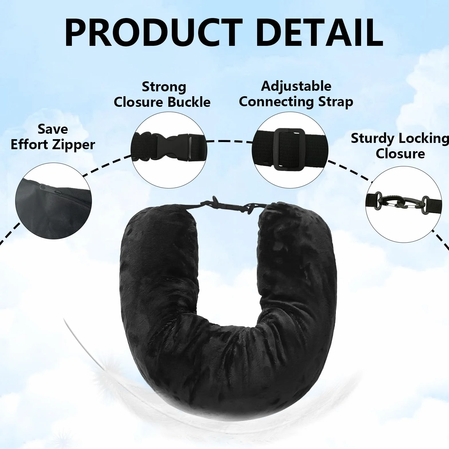 Coussin de Voyage Tour de Cou Remplissable avec Sac de Rangement pour Avion Hôtel Camping