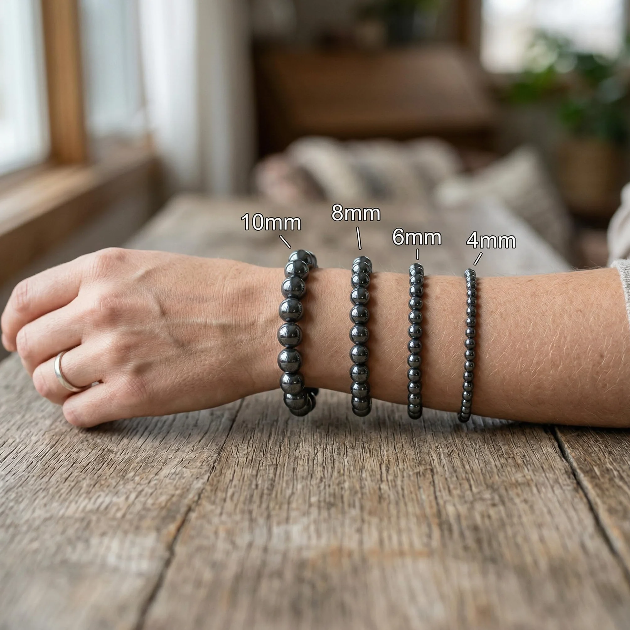 Bracelet en Pierres Naturelles 100% Authentiques - Perles Élastiques avec Fil Coréen et Écrin