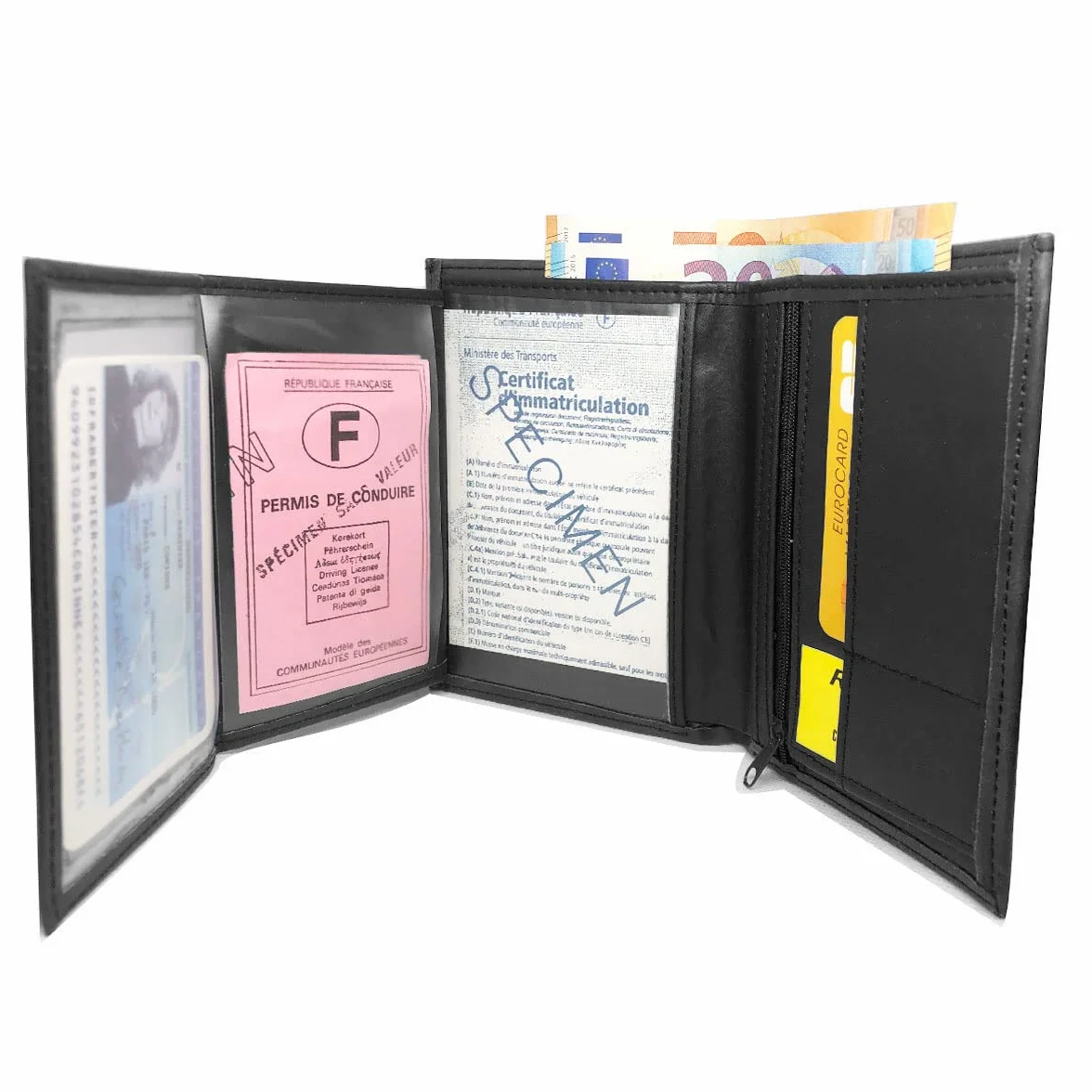 Charmoni Portefeuille Homme Cuir synthétique Porte Carte Crédit Monnaie Noir