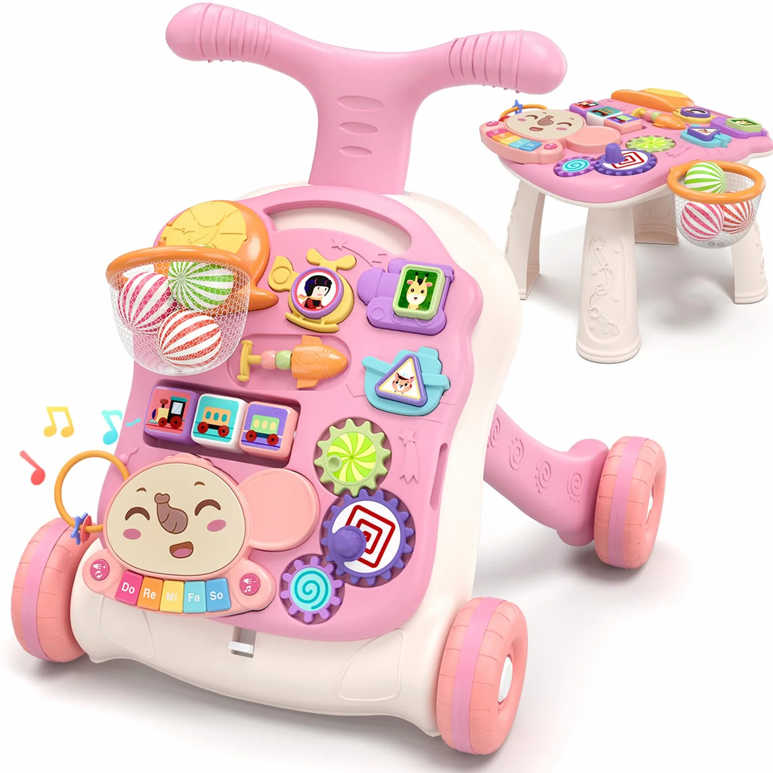 Trotteur Bébé Enfants 3 en 1 Chariot de Marche Détachable avec Vitesse Réglable et Table Activité d'Éveil pour 6-36 Mois