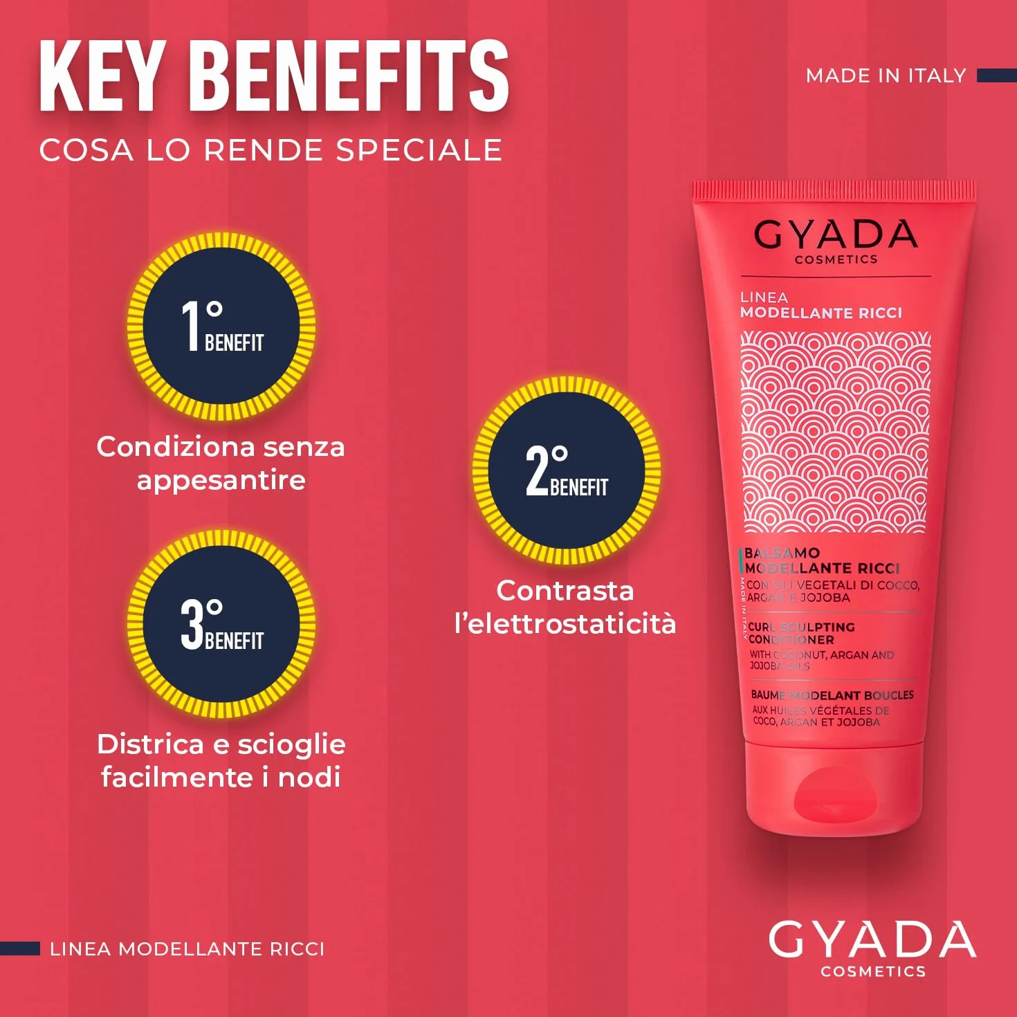 GYADA COSMETICS Après-shampoing modelant cheveux bouclés ondulés anti-frisottis huiles Aloe Vera lin Coco Argan 200 ml