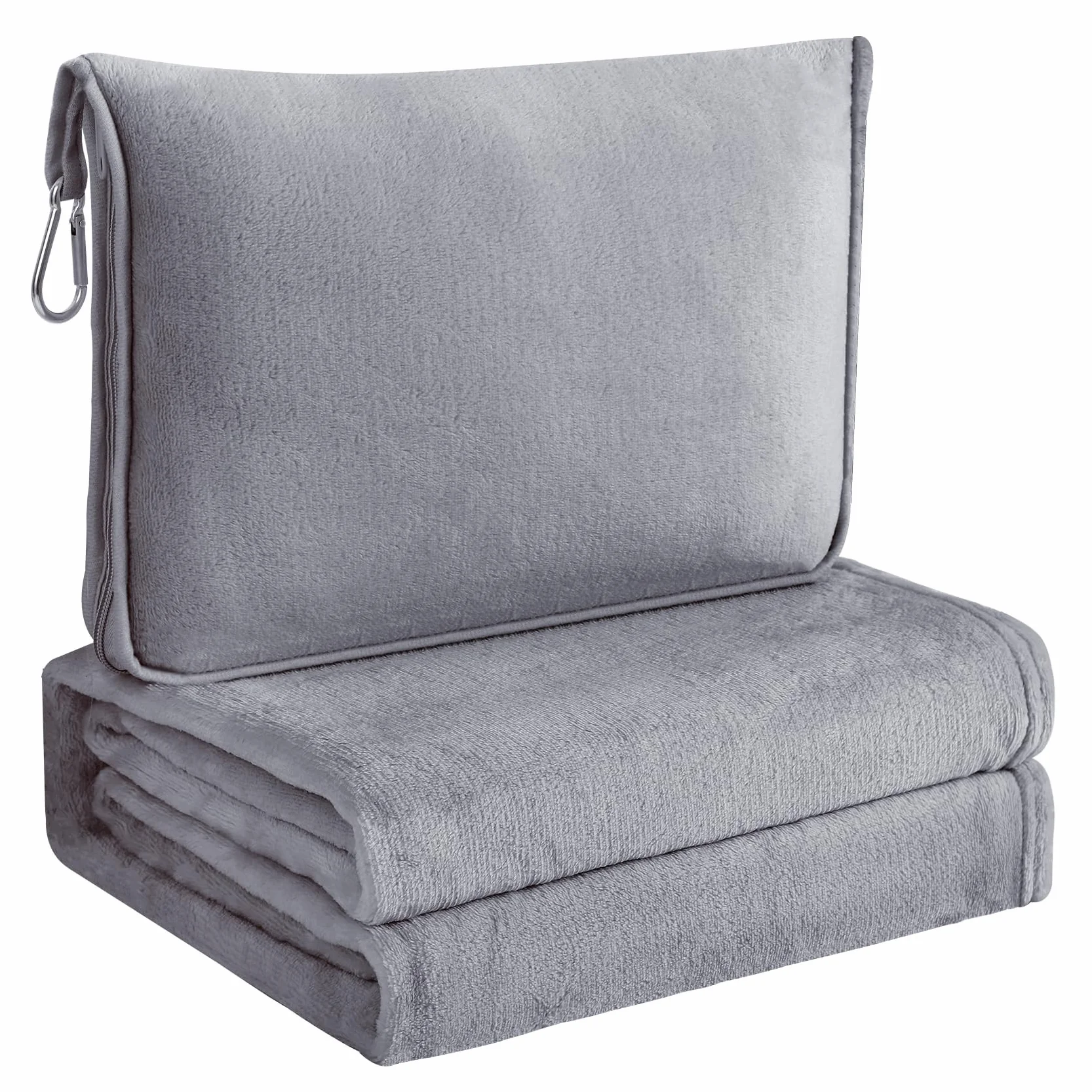 Couverture de Voyage Douce et Chaude avec Oreiller Portable pour Avion, Voiture et Train