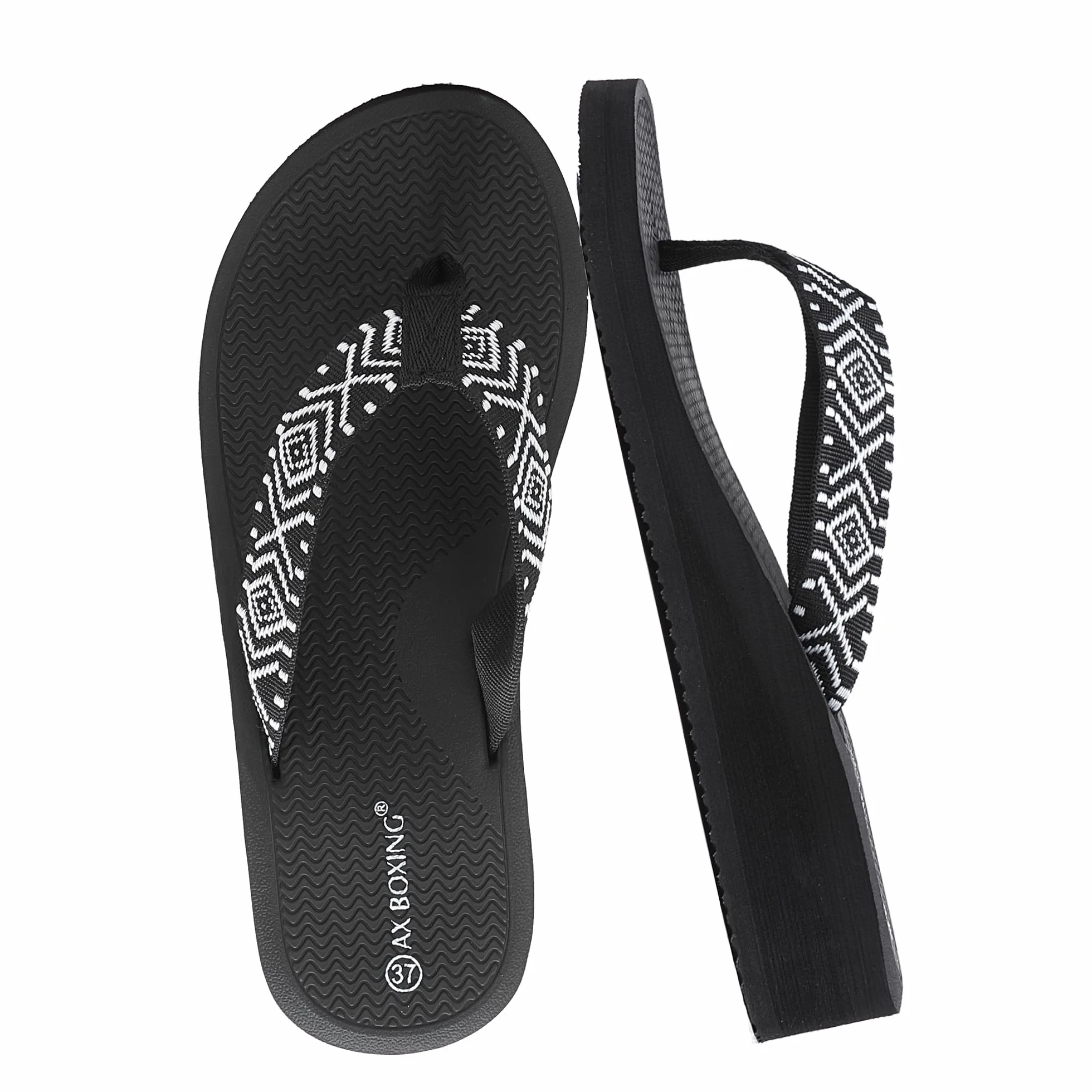 AX BOXING Tongs Femme Compensées Plateforme Support Arche Confort Sandales Plage Intérieur Extérieur EU 36-41
