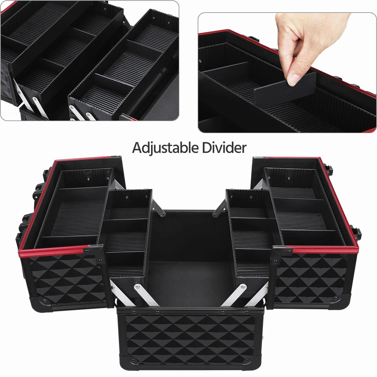 Yaheetech Mallette à Maquillage XL Coffret Cosmétiques Voyage 35 x 22 x 25 cm Noir