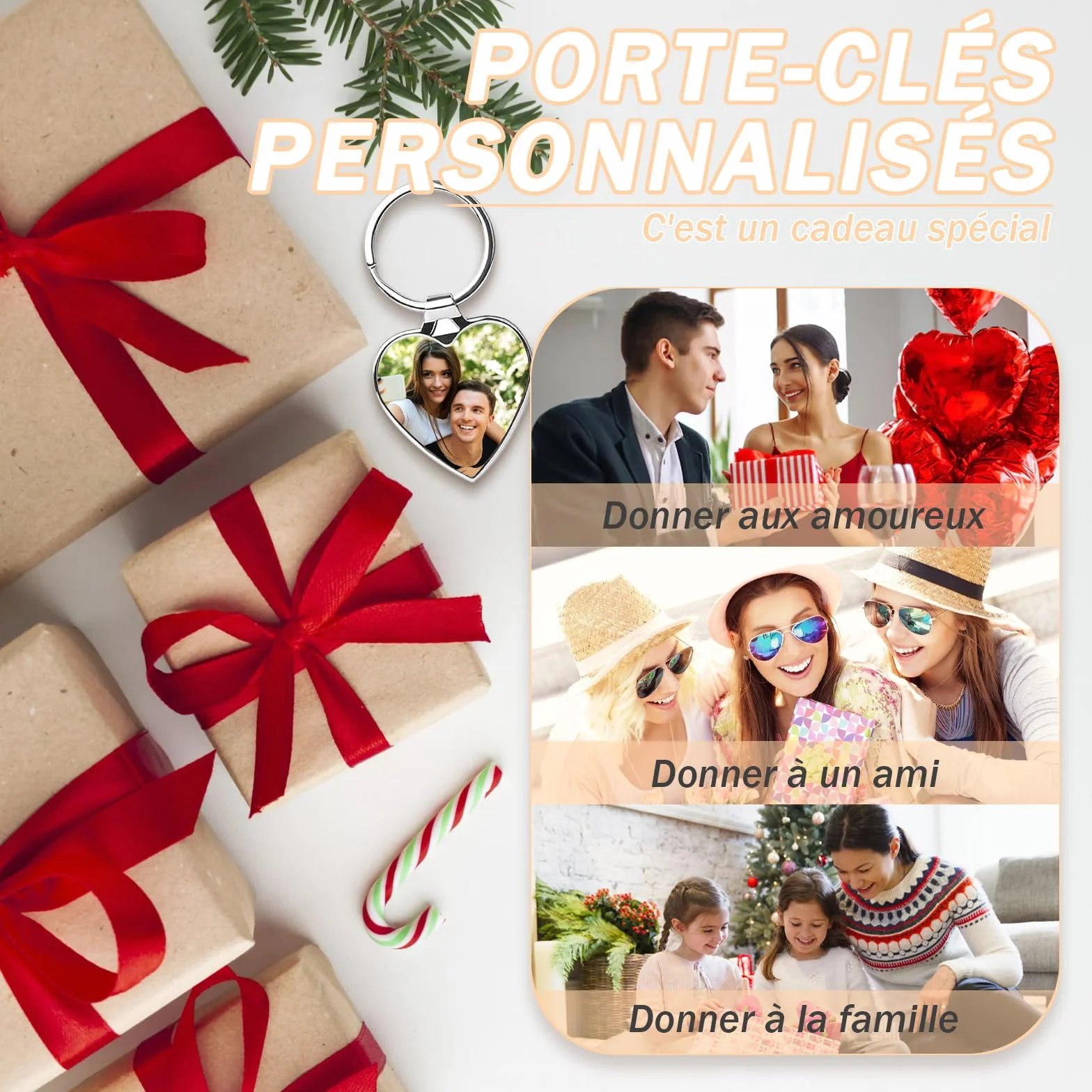 Porte Clé Personnalisable Texte Photo Cadeau Hommes Femmes Papa Petit Ami