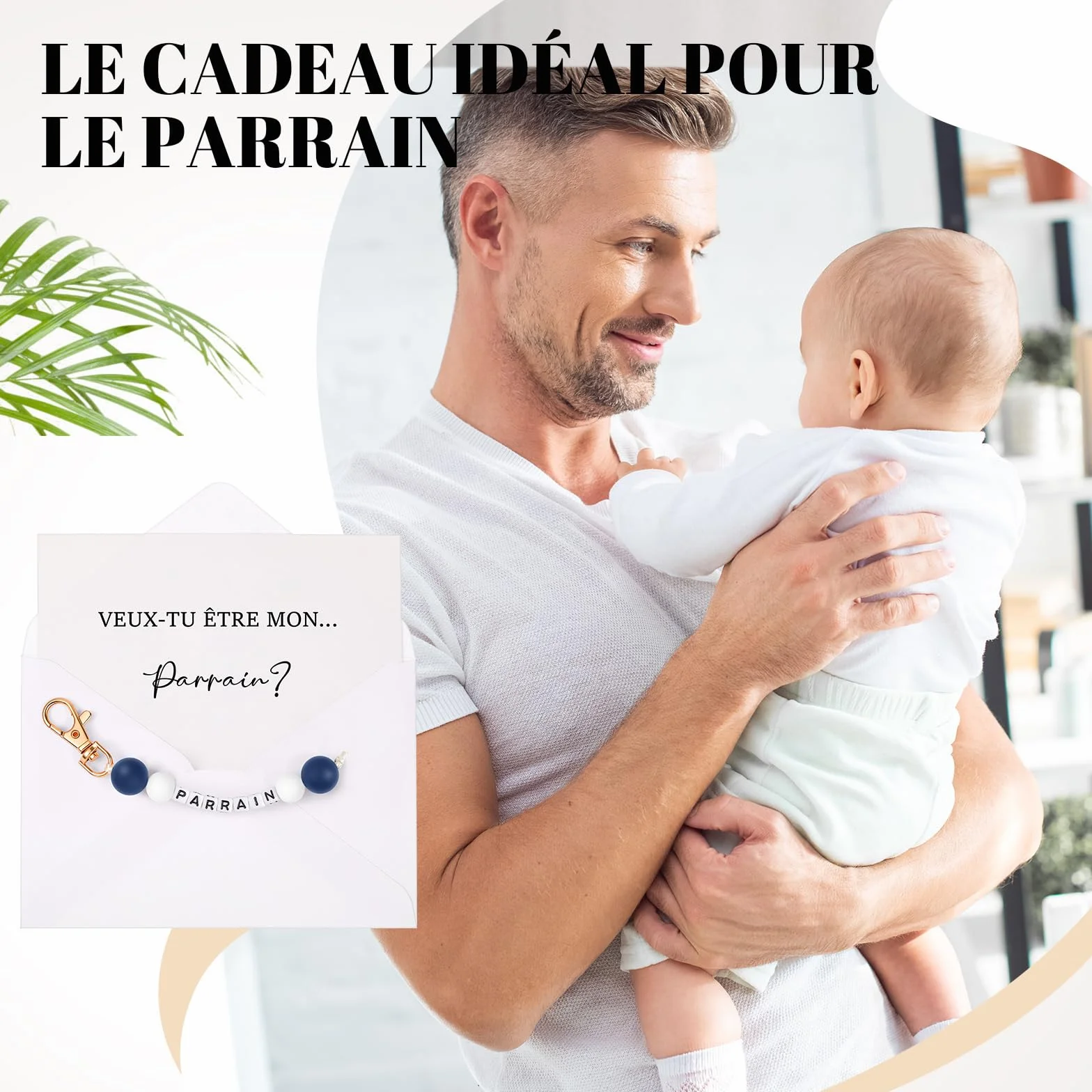 Hestya Porte-Clés Carte Annonce Marraine Parrain avec Enveloppe Cadeau Grossesse