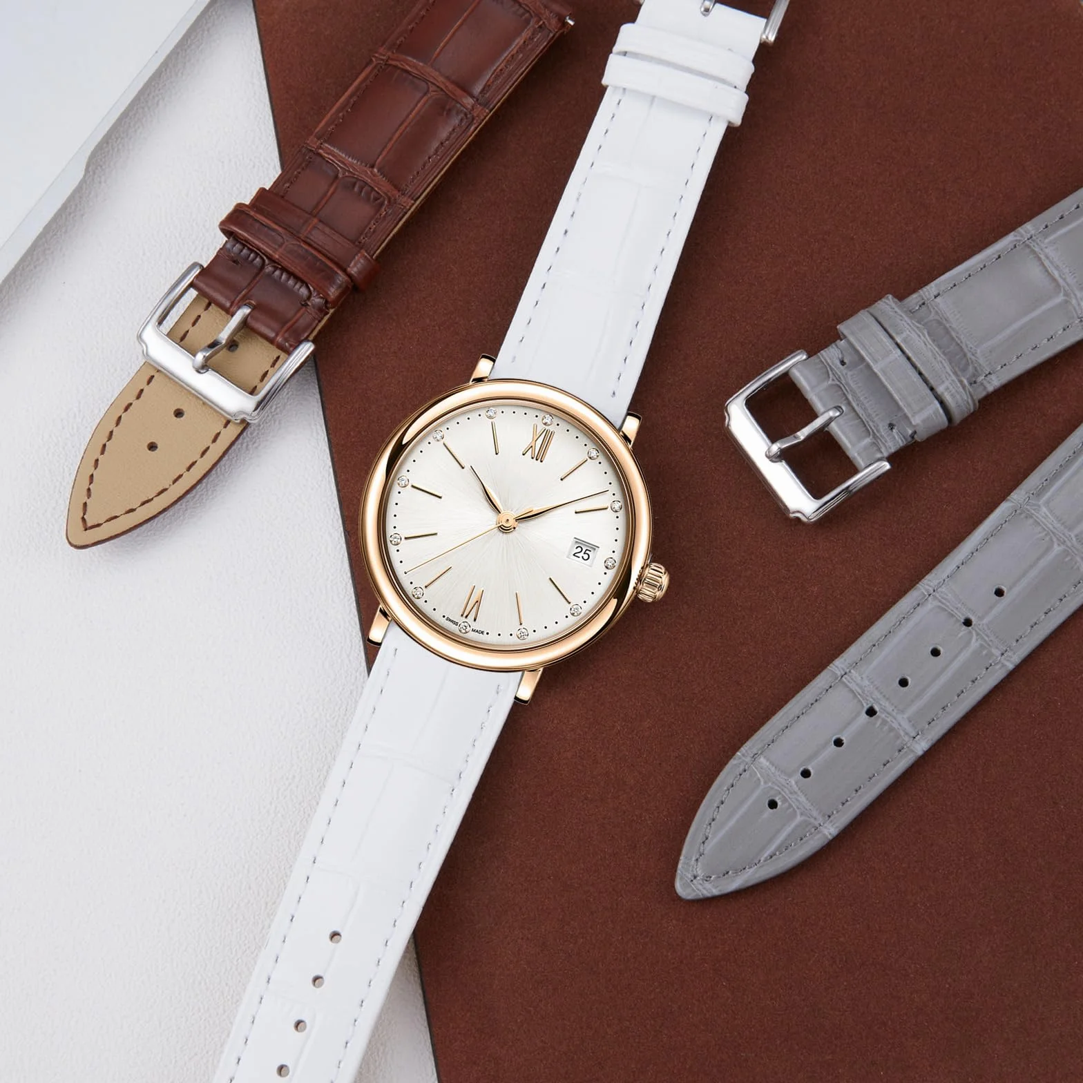 Bracelet de Montre en Cuir Véritable Remplacement à Dégagement Rapide pour Homme Femme 10 Couleurs 10-23mm