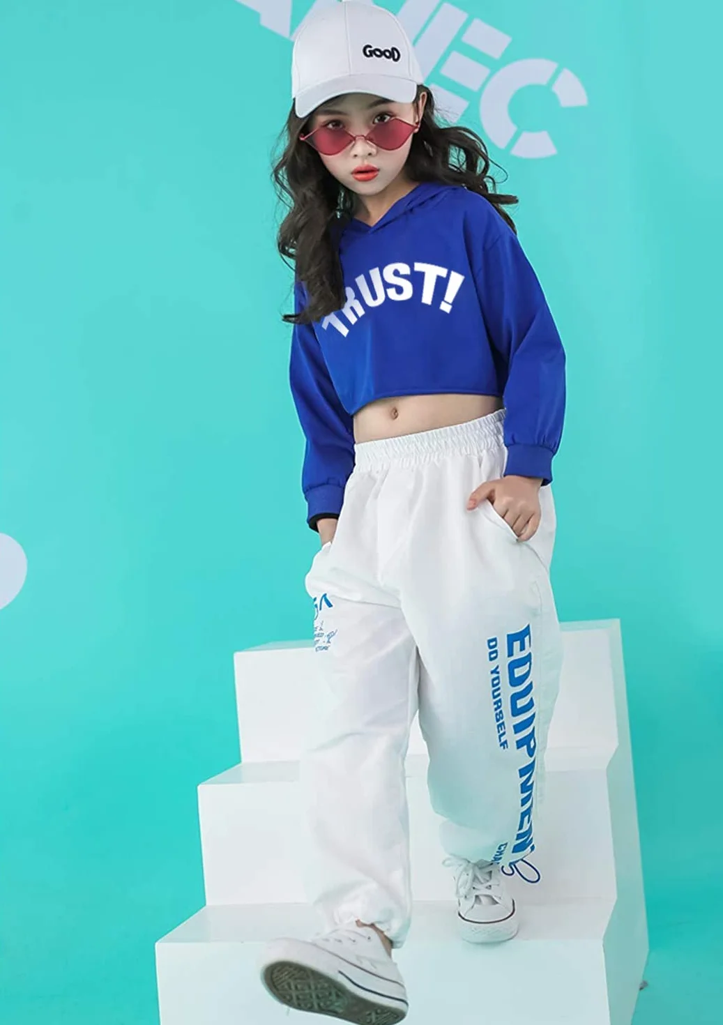 LOLANTA Ensemble de survêtement Hip Hop Enfants Sweat à capuche et pantalon jogging bleu