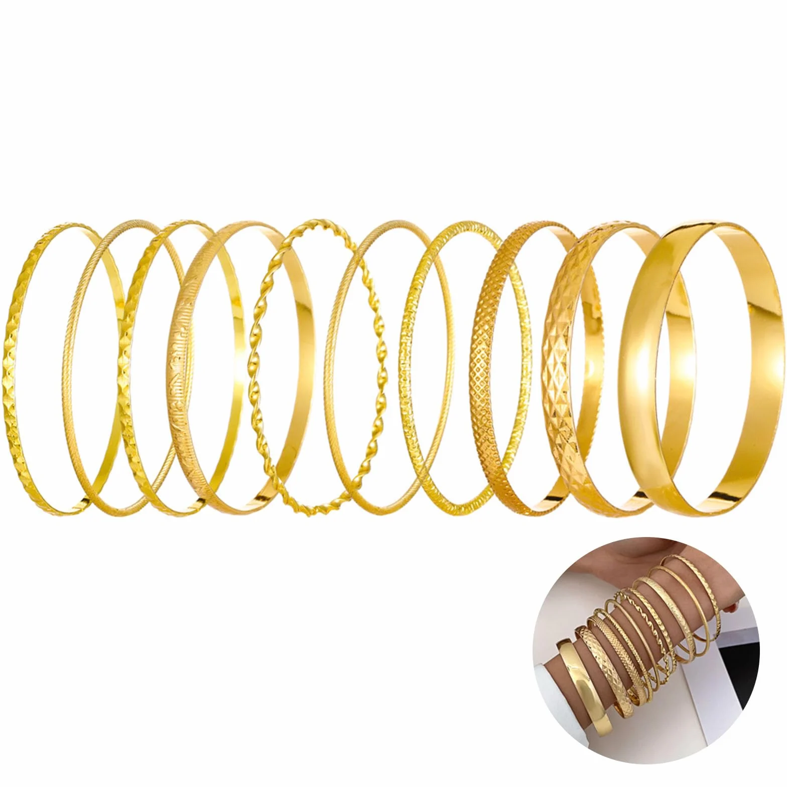 Set de 10 Bracelets pour Femmes Bohemia Vintage Ajustables Empilables Bijoux de Bras Mariage Fête