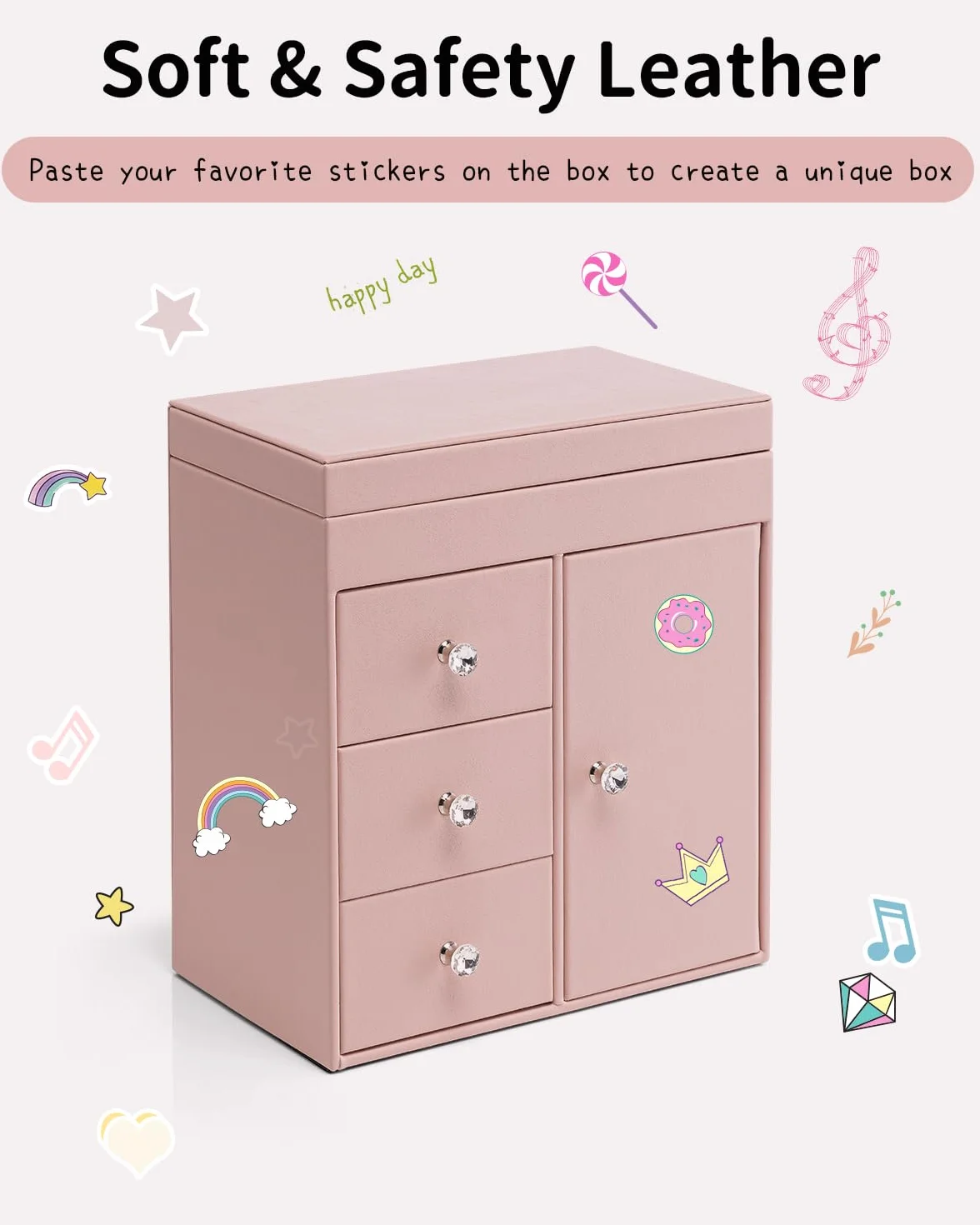 VLANDO Boîte à bijoux musicale pour filles, grande boîte à musique avec ballerine, 4 étages