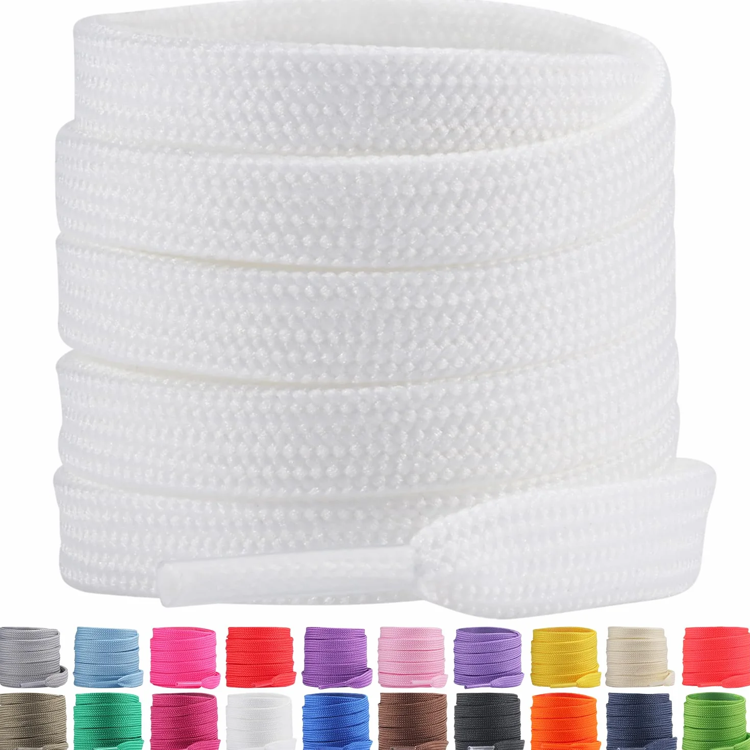 Lacets Plats 10mm Double Épaisseur Polyester 80-180cm Lacets de Remplacement Durable pour Sport