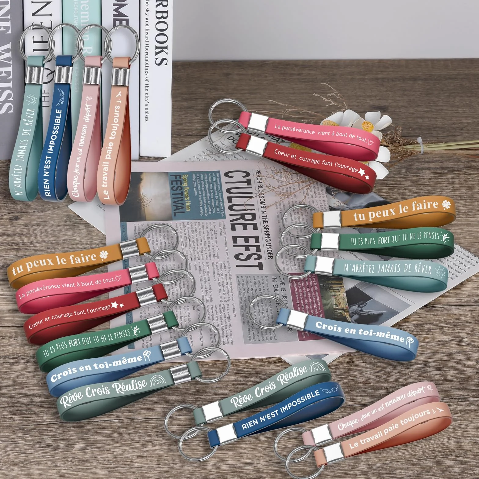 Porte-clés en silicone motivation lot de 40 cadeau remerciement employés collègues