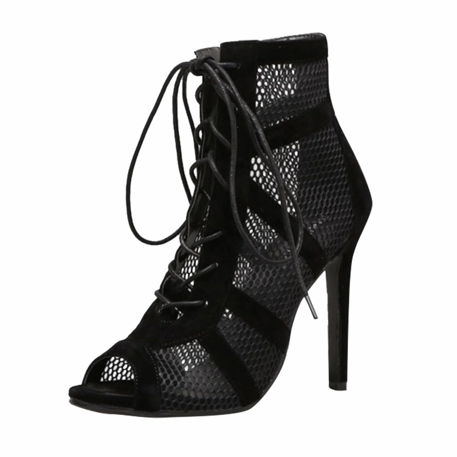 Chaussures de Danse Femme Talons Hauts Escarpins Soirée Sandales Bout Fermé Sexy Mesh