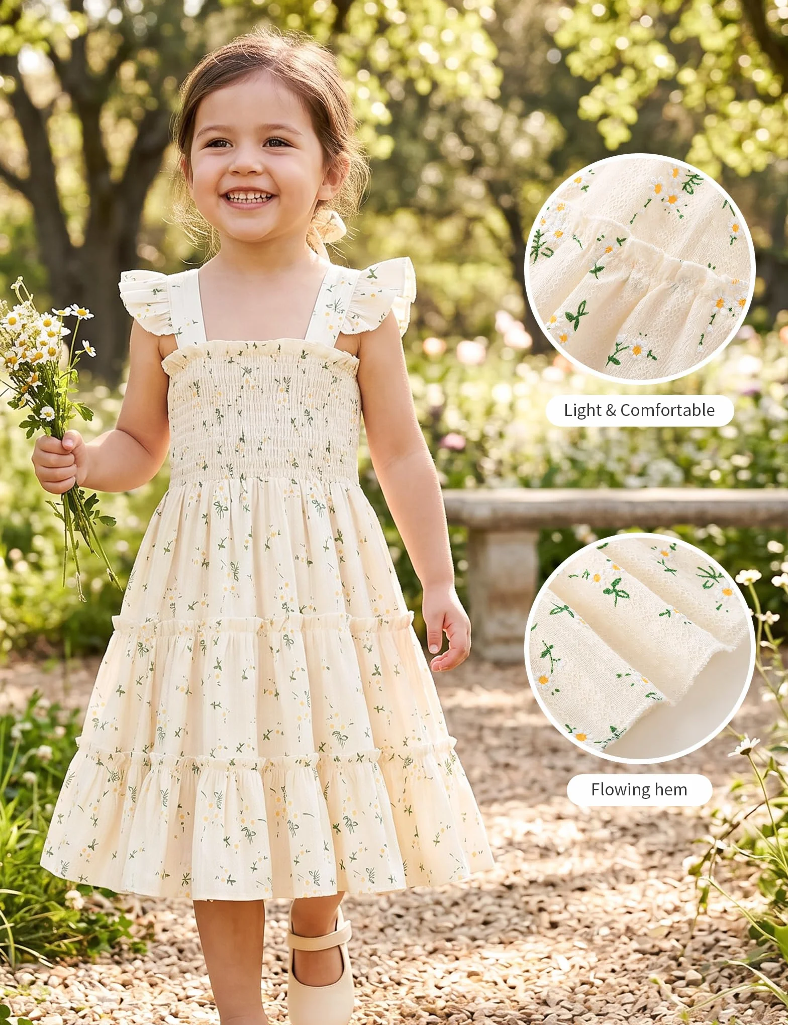 Robe Bebe Fille d'été sans Manches A-Ligne Midi Robe Princesse Fille 18-24 Mois 2-6 Ans