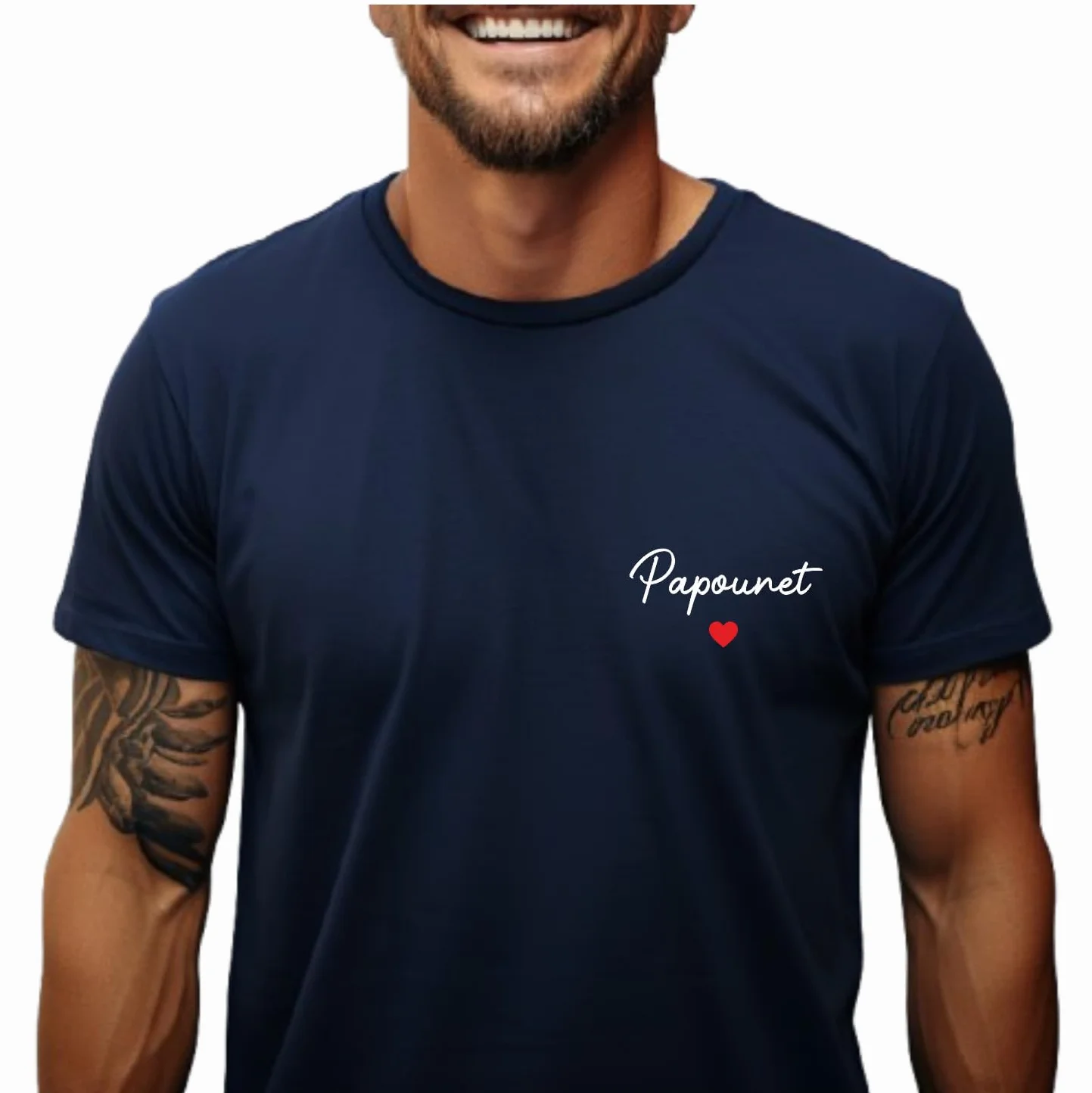 T-shirt Papounet Cadeau pour papa Fête des Pères anniversaire personnalisé Bleu Navy XL