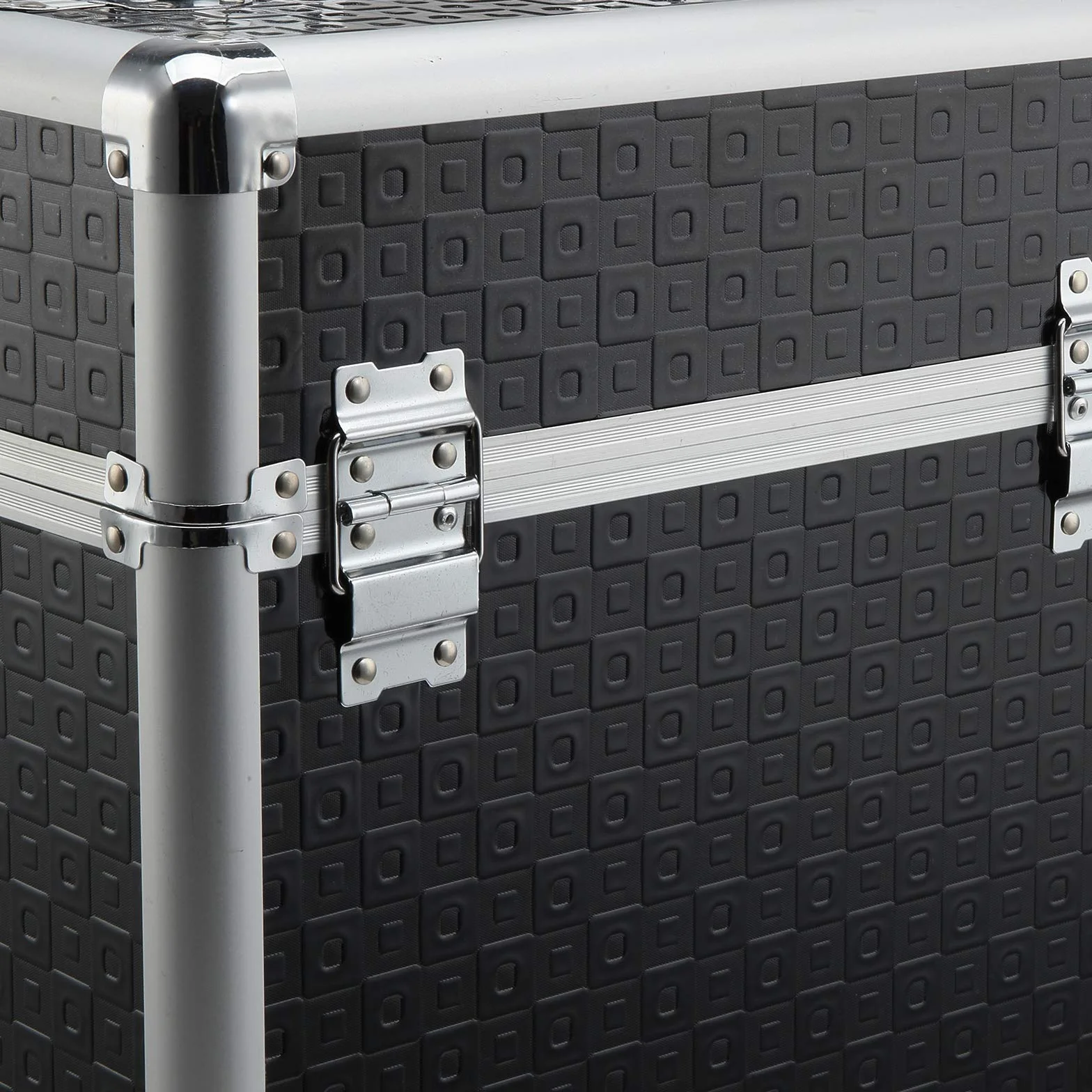 HOMCOM Valise Trolley Maquillage Mallette cosmétique Vanité 34x24x52 cm Aluminium Noir