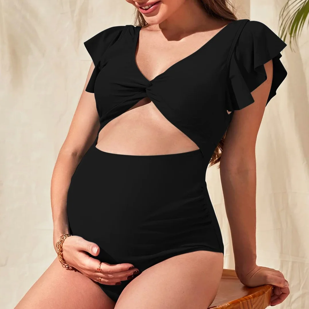 Maillots de Bain Femmes Enceintes Maternity Wear Taille Haute Coupe Moelleuse avec Fourche à l'avant KL301EU