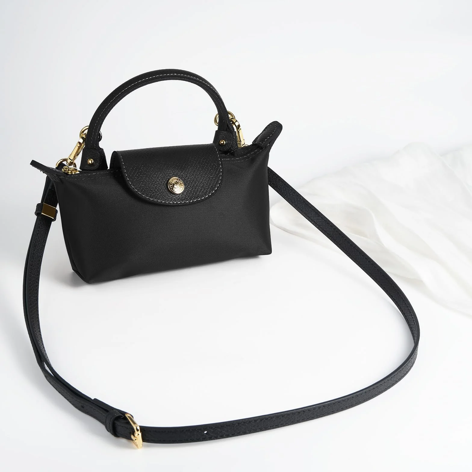 Sangle de Sac à Main en Cuir, Sangle de Remplacement Réglable pour Sac Longchamp (Noir)