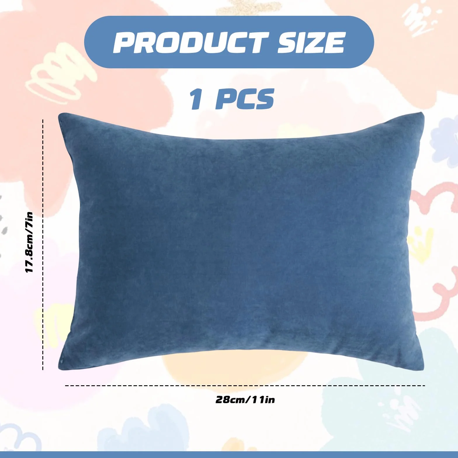 Mini Coussin de Voyage 27,9 x 17,8 cm Lavable en Machine pour Enfants (Bleu)