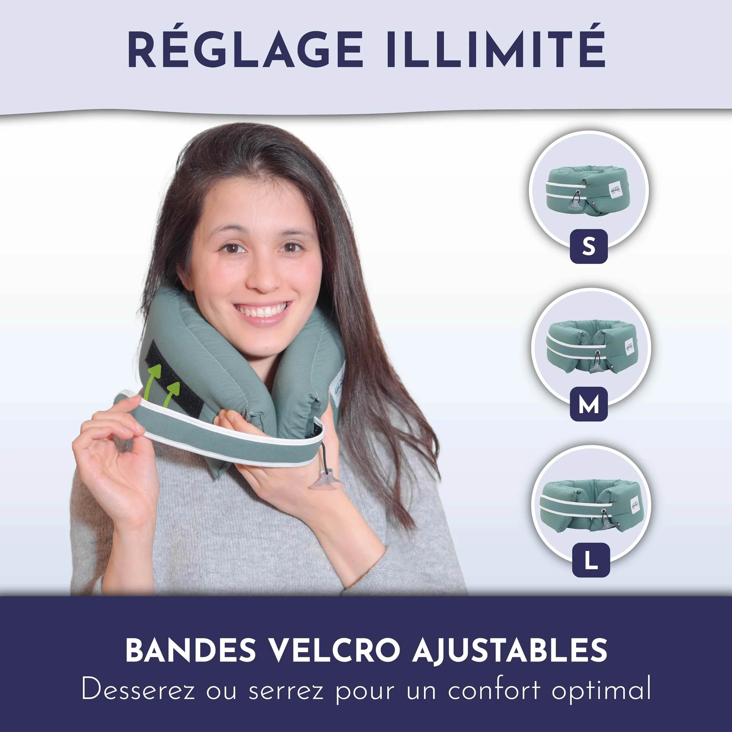 Coussin de Voyage 3 en 1 Ergonomique - Oreiller Avion Ultra Confort - Fabriqué en France - Lavable en Machine