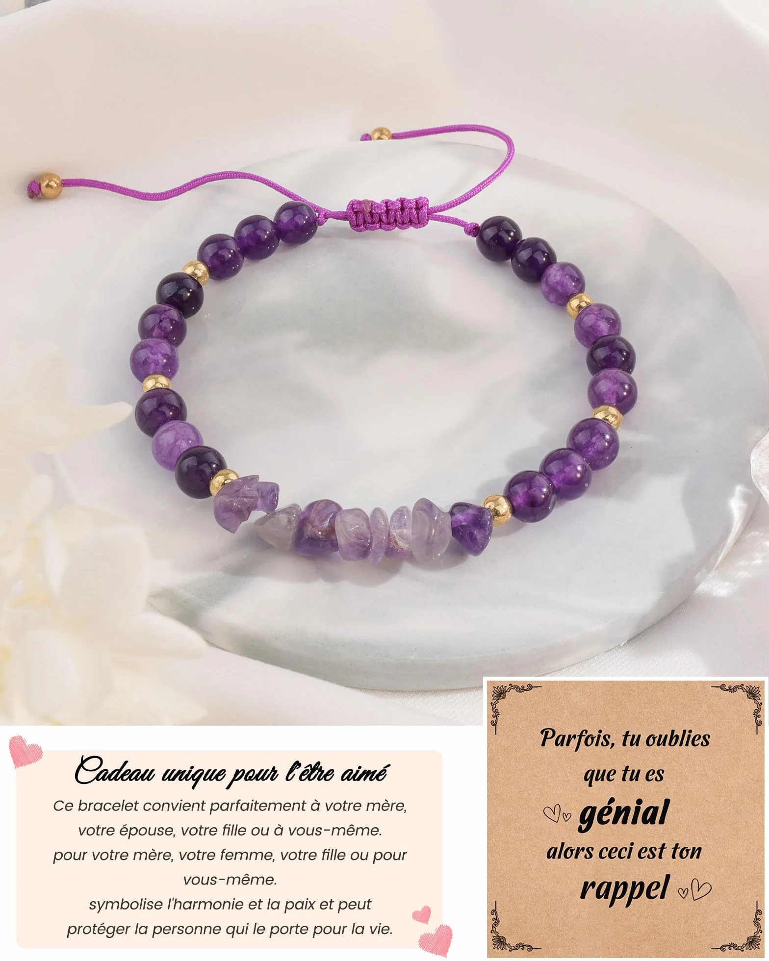 Bracelet Femme Pierre Naturelle Cadeau Fille 8-12 Ans