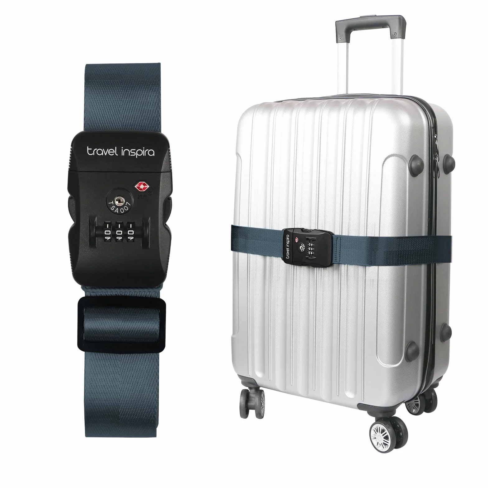 Sangle Valise TSA Réglable 103-200 cm pour Valises 20-32 Pouces, Ceinture à Bagages Bleu Marine