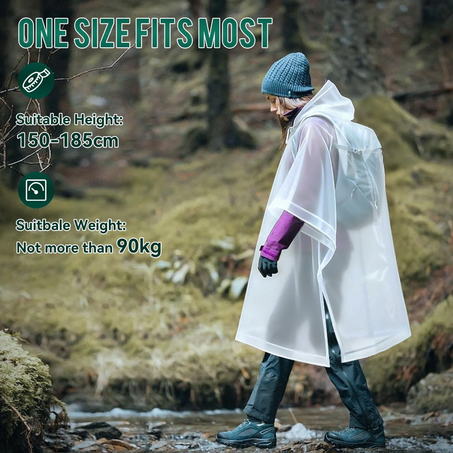 Poncho Imperméable EVA Réutilisable Adulte Unisexe Camping Voyage Plein Air Taille Unique