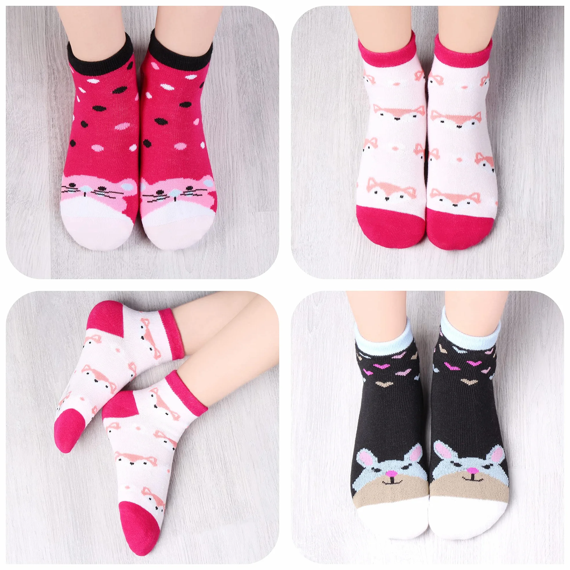 Libella 2108VA Lot de 10 paires chaussettes été amusantes cœurs rayures pois