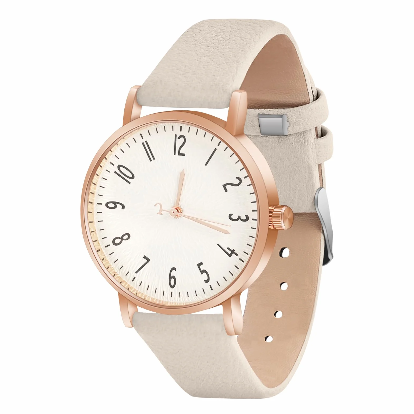 OFFCUP Montre Femme Bracelet Cuir Analogique Quartz Cadran Blanc 3 Aiguilles Poignet Ladies