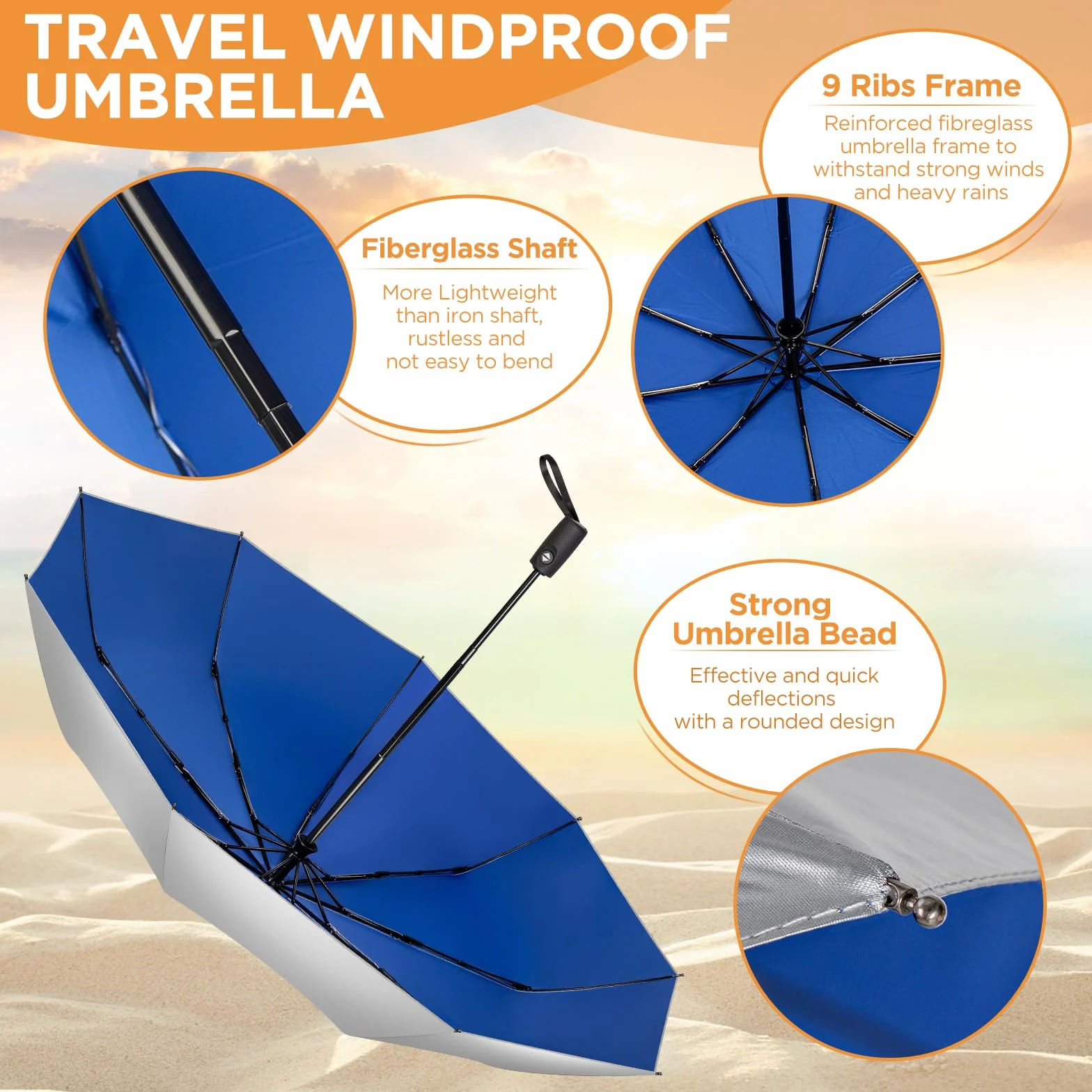 NINEMAX Parapluie de Poche Pliable Automatique Anti Vent Anti UV Compact Noir
