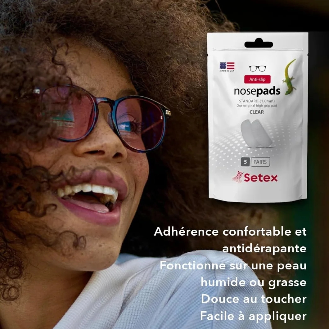 Setex Gecko Grip Plaquettes de Nez pour Lunettes 5 Paires Transparentes Antidérapantes 1 x 7 x 16 mm