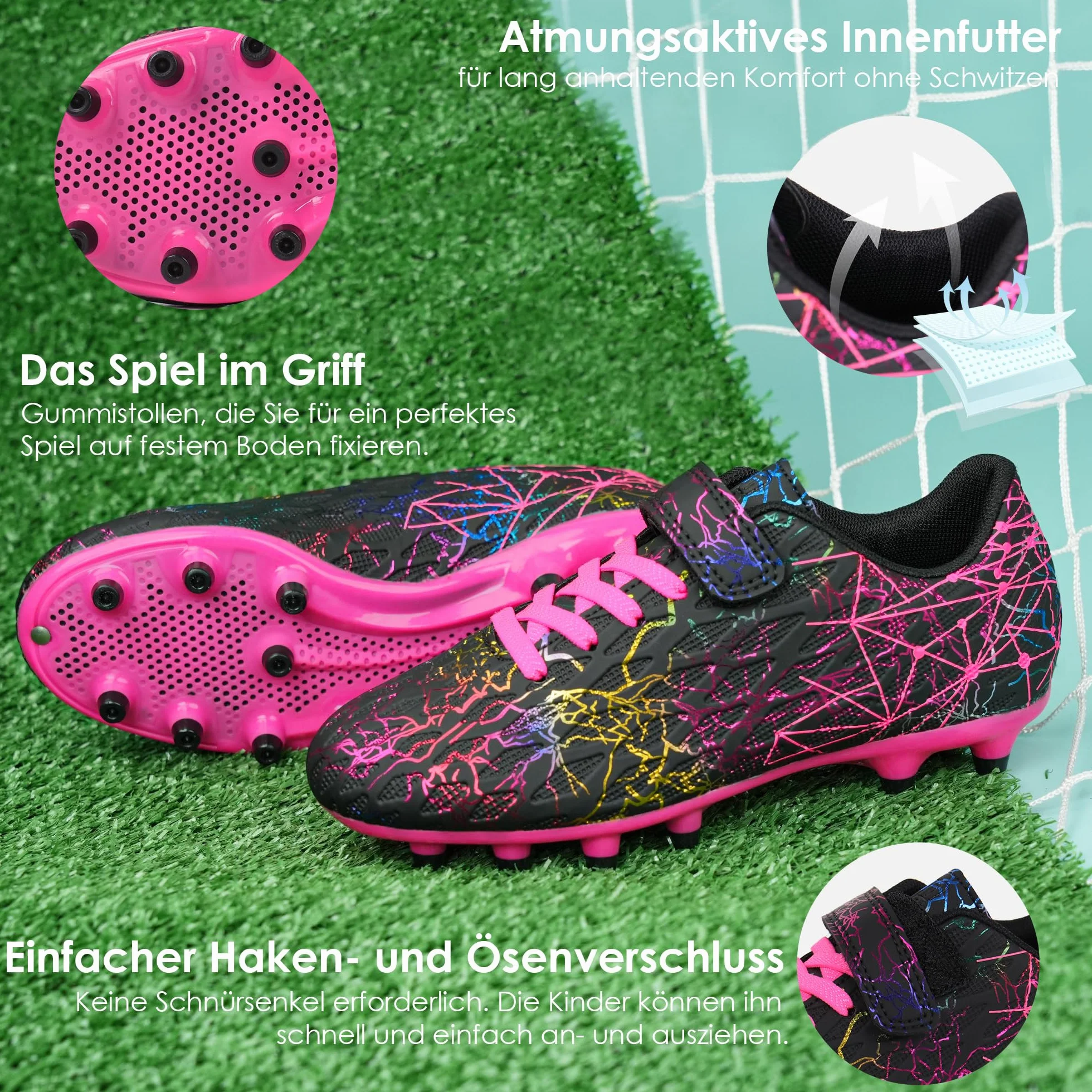 JABASIC Chaussures de Football Enfants avec Protège-Tibias et Chaussettes