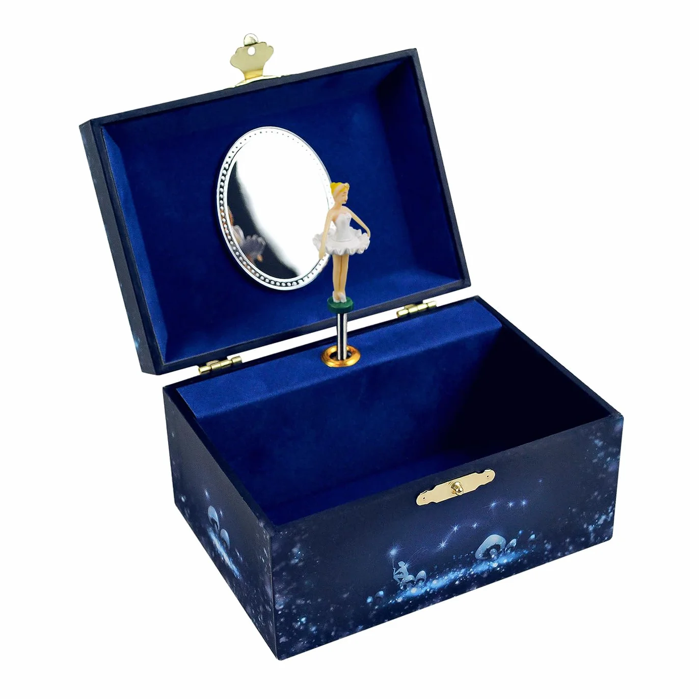 Trousselier Ballerine Boîte à bijoux musicale Phosphorescent Brille dans le noir Musique Lac des cygnes Bleu foncé