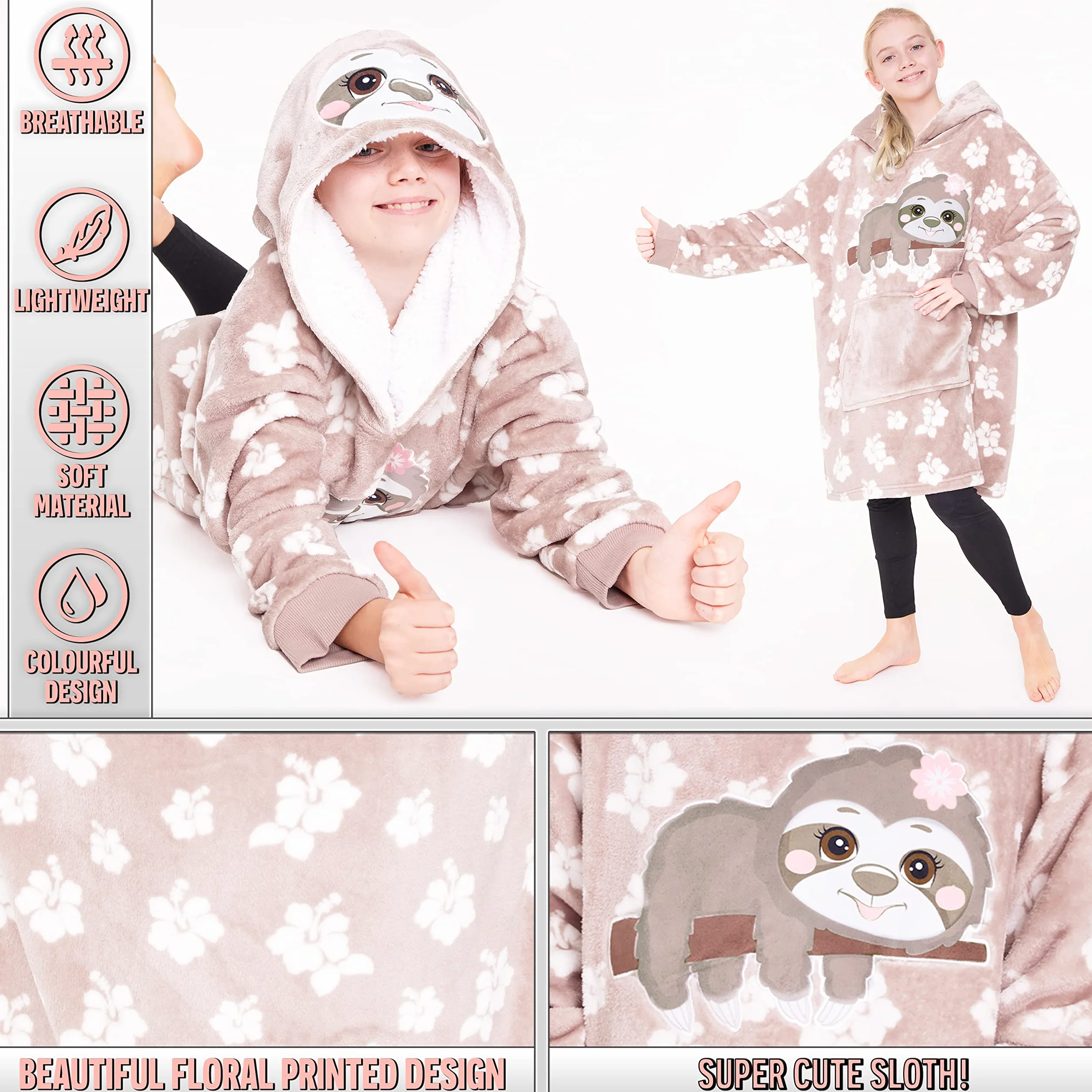 CityComfort Couverture à Capuche Sherpa Enfant Fille Oversize Plaid