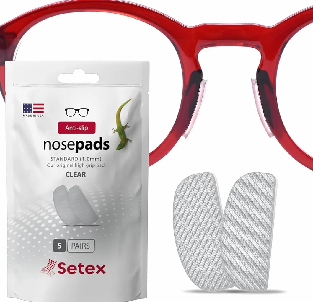 Setex Gecko Grip Plaquettes de Nez pour Lunettes 5 Paires Transparentes Antidérapantes 1 x 7 x 16 mm