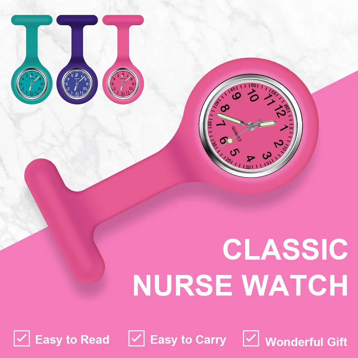 Vicloon Montre à Gousset Infirmière 3pcs Broche Silicone
