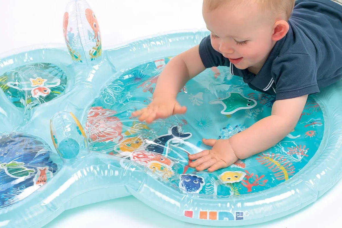 Tapis d'eau Marin Ludi - Grand Tapis d'Activités Sensorielles pour Bébé - 16 Animaux Marins - À Partir de 10 Mois
