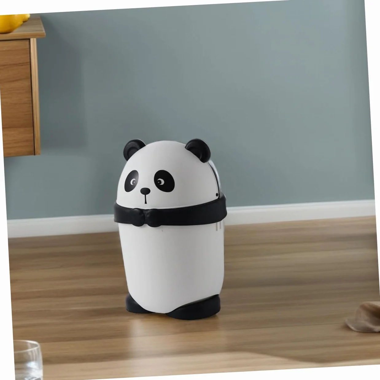 INOOMP Poubelle Mignonne Panda avec Couvercle Rabattable en Pp Cuisine et Salon