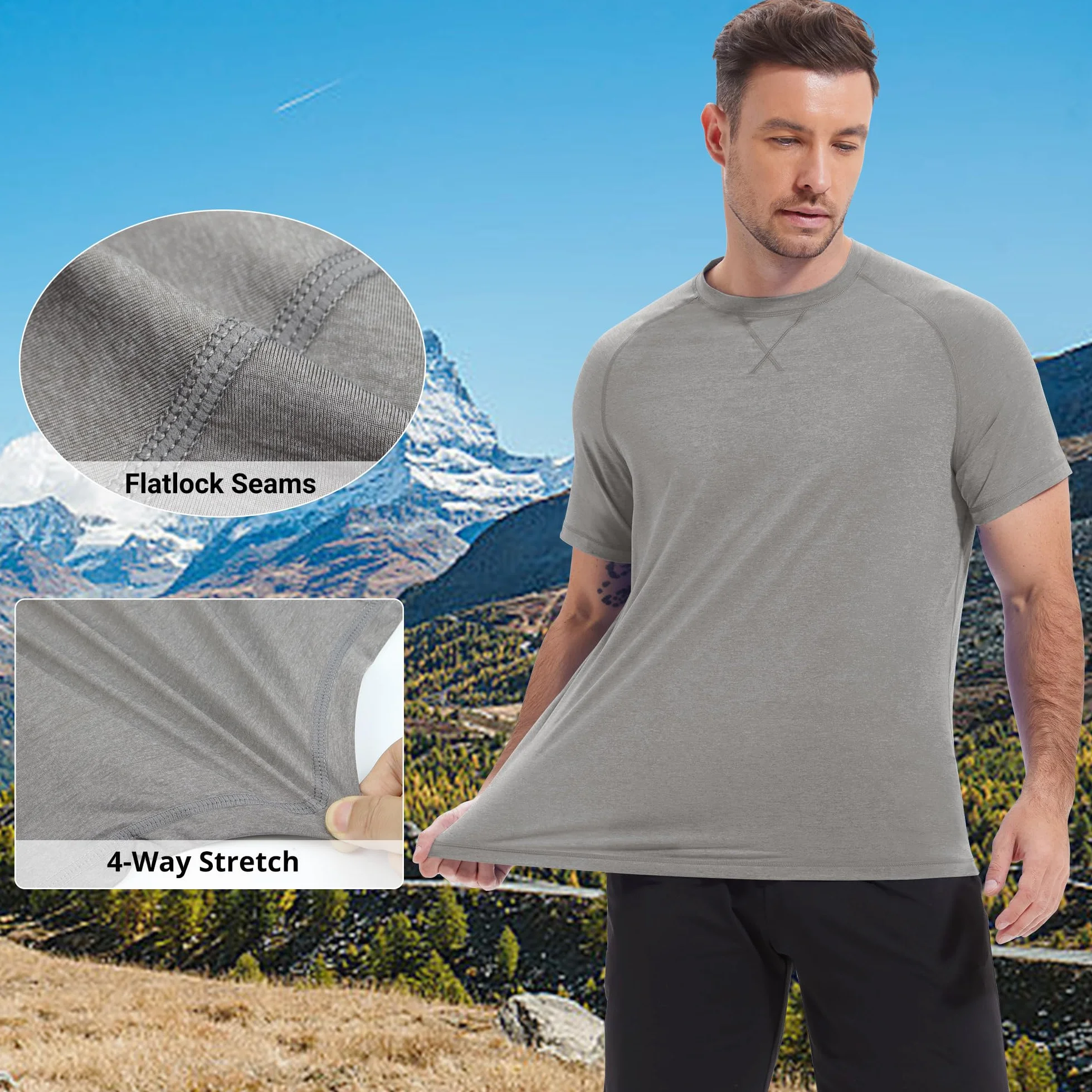 MEETWEE Homme T-Shirt UV Manches Longues/Courtes UPF 50+ Rashguard Anti-UV Respirant Séchage Rapide
