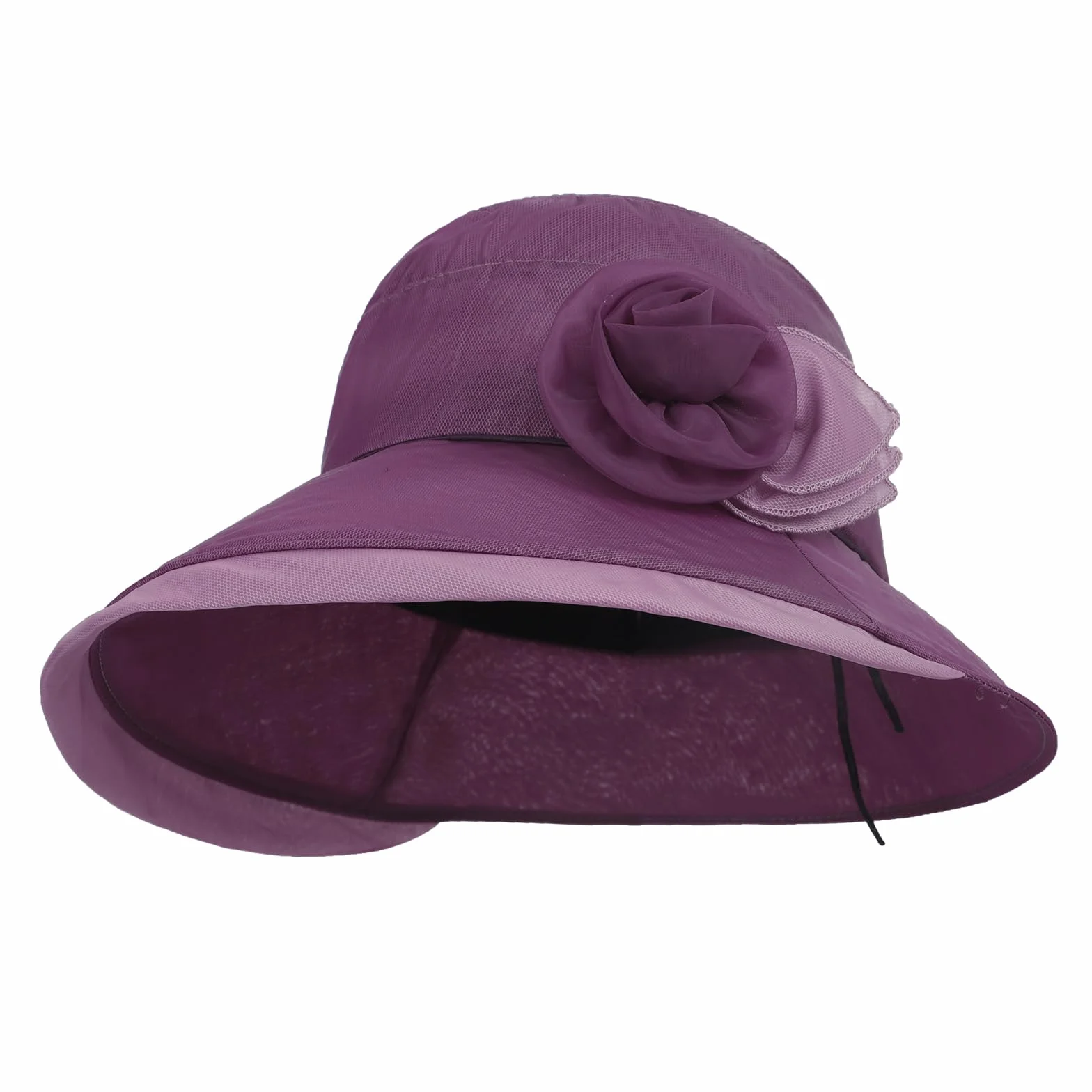 Chapeau de Melon en Organza pour Femme Casquette été Pliable Maille Chapeau de Soleil Respirant Large Bord Dame