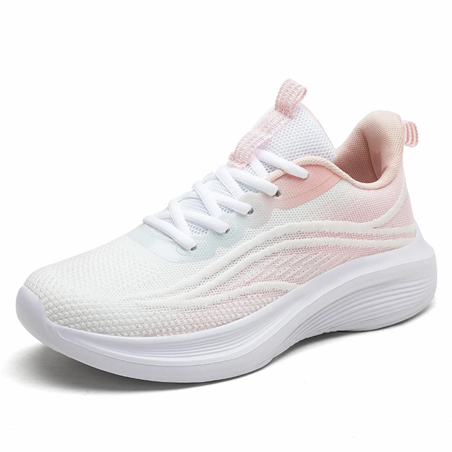Baskets Blanches Femmes Chaussures de Sport Respirantes Légères Confortables Course Automne