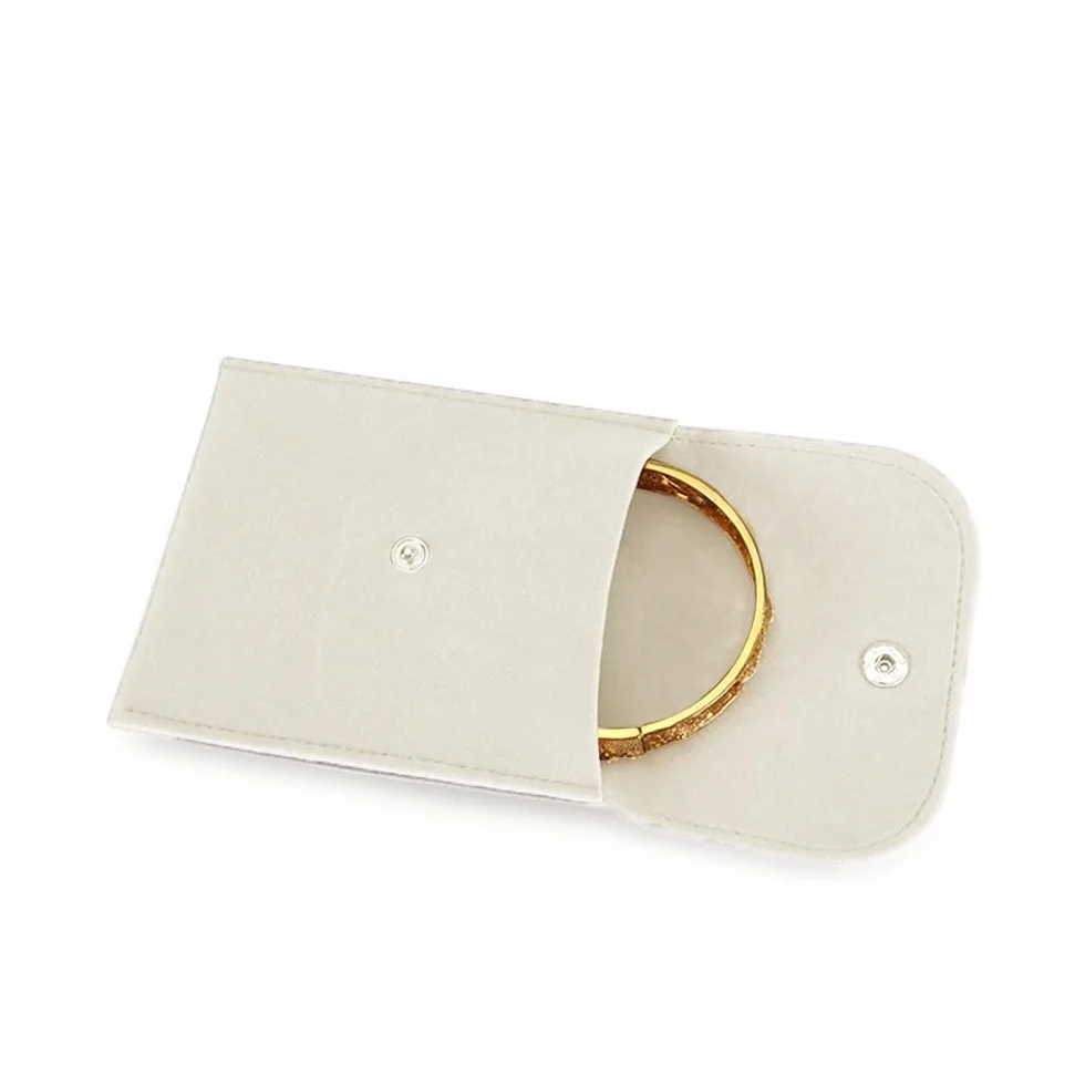 Pochettes à bijoux de luxe en microfibre Beige 7 x 7 cm Lot de 20